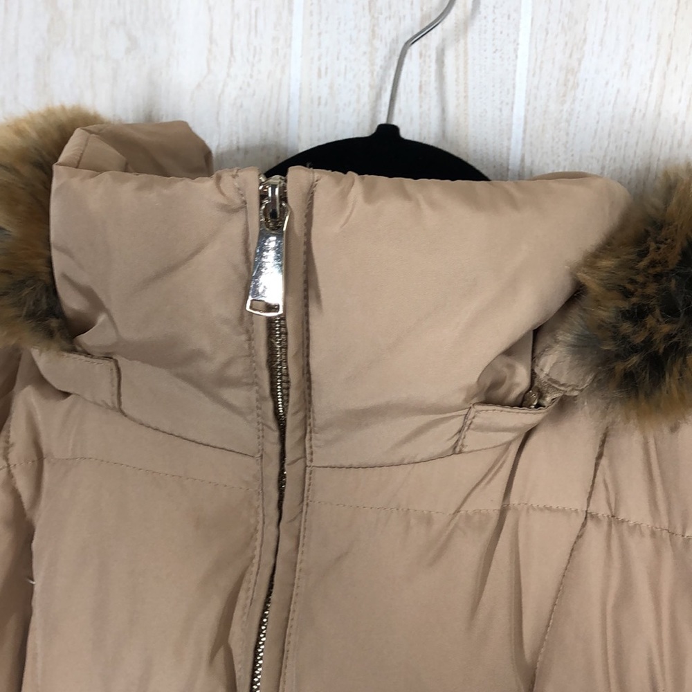 Calvin Klein Tan Down Puffer Faux Fur Hooded Jacket - Picture 5 of 11